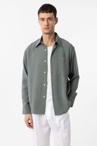 Antioch-Haki Modal Kumaş Relax Fit Erkek Gömlek-Gömlek-1-Milagron.com