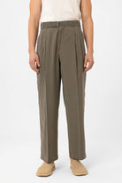 Antioch-Haki Modal Kumaş Relax Fit Kemerli Erkek Pantolon-Kumaş Pantolon-4-Milagron.com