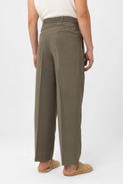 Antioch-Haki Modal Kumaş Relax Fit Kemerli Erkek Pantolon-Kumaş Pantolon-6-Milagron.com