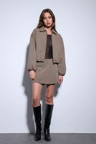 Antioch-Haki Pileli Zincir Detaylı şort Etek-Etek-4-Milagron.com