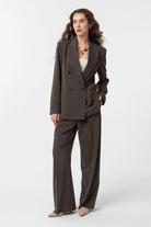 Antioch-Haki Regular Fit Kruvaze Kadın Blazer Ceket-Blazer Ceket-2-Milagron.com