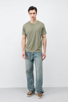 Antioch Haki Regular Fit Modal Teknik Kumaş Erkek T-Shirt