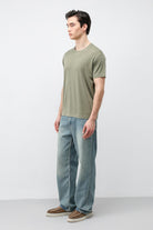Antioch Haki Regular Fit Modal Teknik Kumaş Erkek T-Shirt
