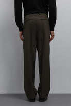 Antioch-Haki Relax Fit Baggy Pilili Erkek Pantolon-Kumaş Pantolon-4-Milagron.com