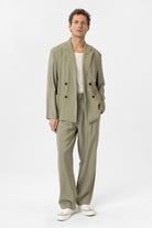 Antioch-Haki Relax Fit Diagonel İnce Erkek Blazer Ceket-Blazer Ceket-2-Milagron.com