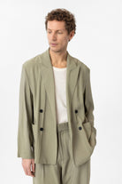 Antioch-Haki Relax Fit Diagonel İnce Erkek Blazer Ceket-Blazer Ceket-3-Milagron.com