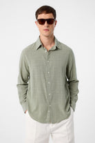 Antioch-Haki Relax Fit Dokulu Erkek Gömlek-Gömlek-1-Milagron.com