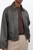 Antioch-Haki Relax Fit Erkek Deri Mont-Mont-5-Milagron.com