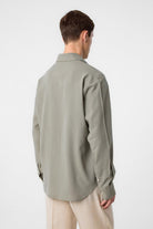 Antioch-Haki Relax Fit Keten Karışımlı Erkek Gömlek-Gömlek-4-Milagron.com