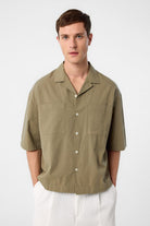 Antioch-Antioch Haki Relax Fit Kısa Erkek Gömlek-Gömlek-4-Milagron.com