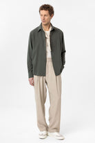 Antioch-Haki Relax Fit Liyosel Kumaş Erkek Gömlek-Gömlek-2-Milagron.com