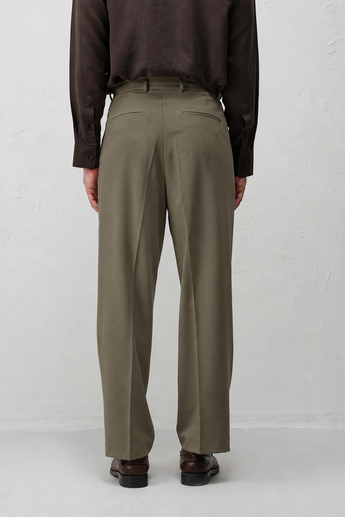 Antioch Haki Relax Fit Pilili Erkek Pantolon