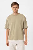 Antioch-Haki Relaxed Basic Erkek T Shirt-T-Shirts-3-Milagron.com