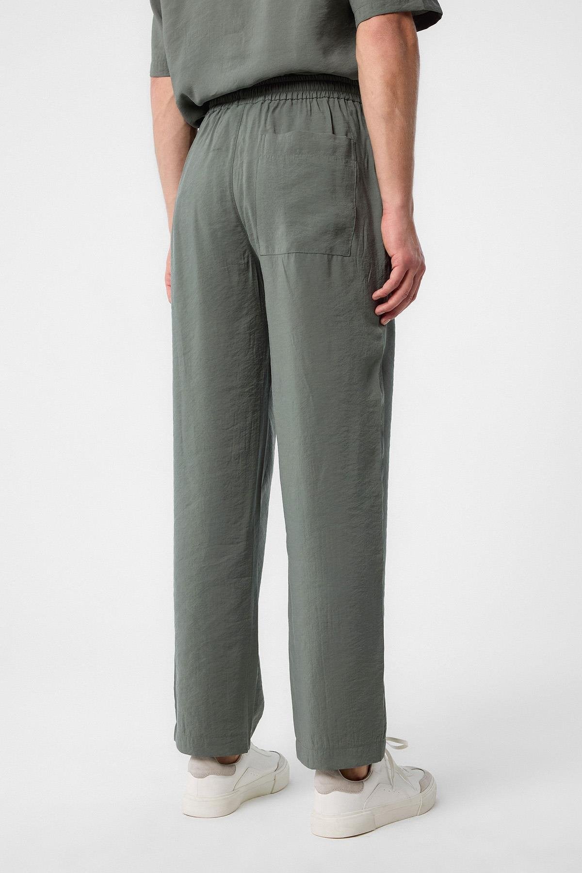 Antioch-Haki Relaxed Erkek Jogger Pantolon-Kumaş Pantolon-4-Milagron.com