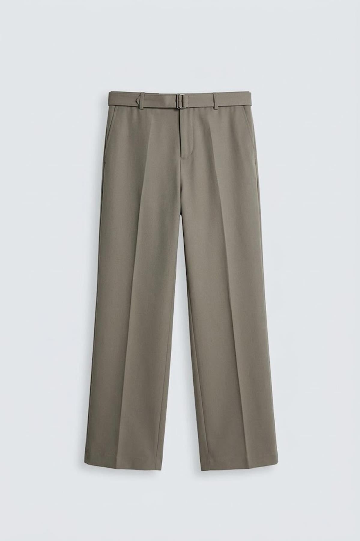 Antioch Haki Relaxed Fit Kemerli Erkek Pantolon