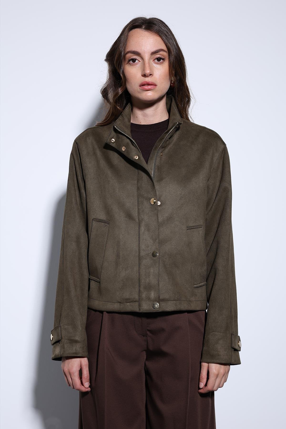 Antioch-Haki Süet Bomber Ceket-Ceket-1-Milagron.com