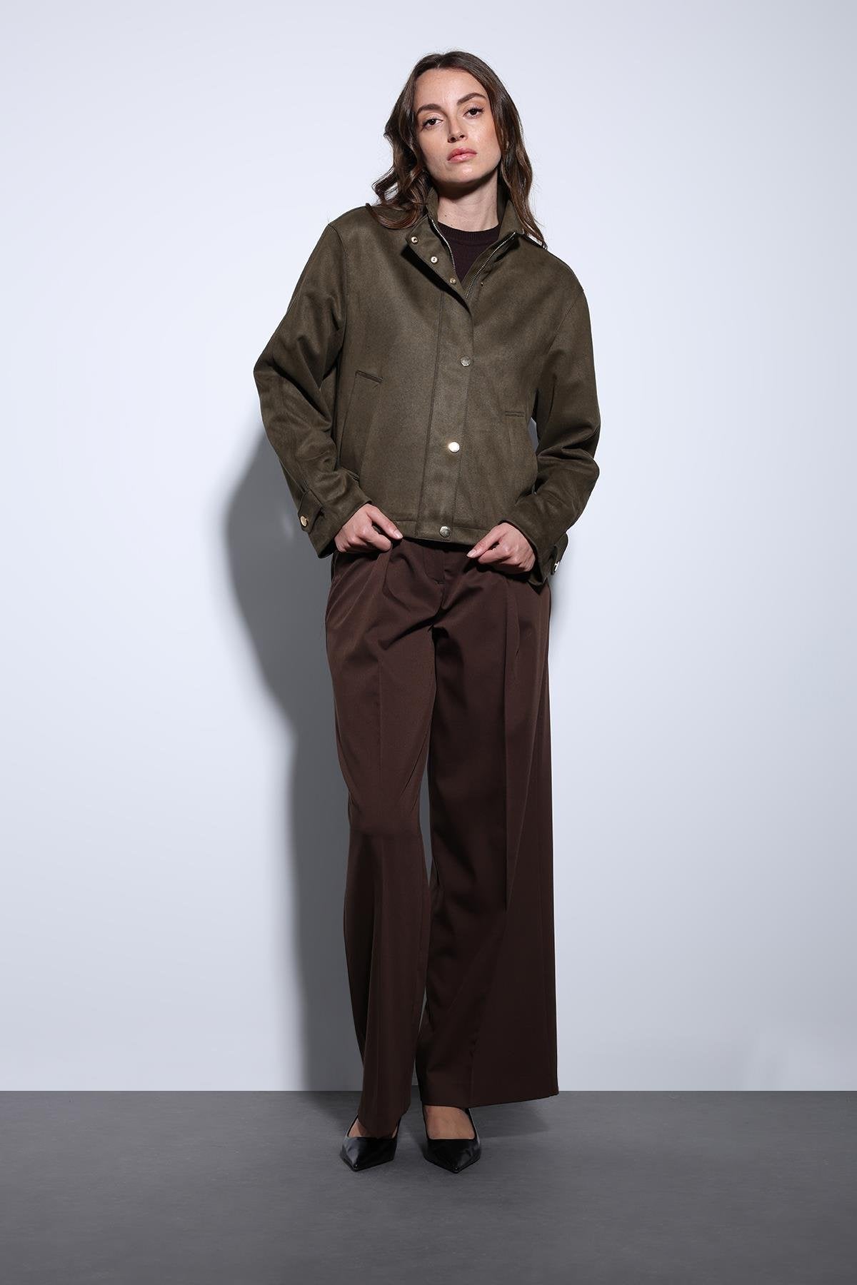 Antioch-Haki Süet Bomber Ceket-Ceket-2-Milagron.com