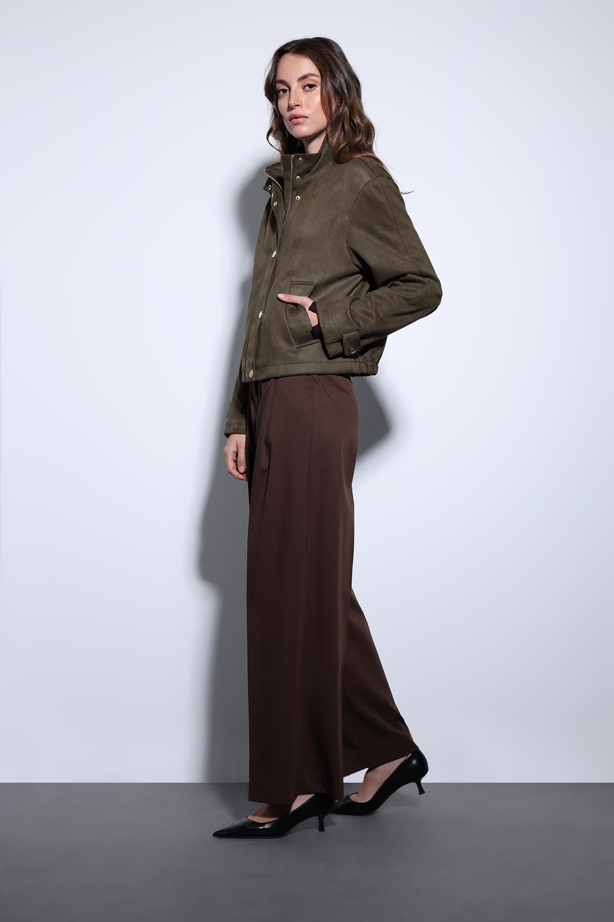 Antioch-Haki Süet Bomber Ceket-Ceket-3-Milagron.com