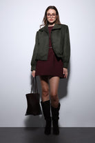 Antioch-Haki Süet Görünümlü Bomber Kadın Ceket-Ceket-1-Milagron.com