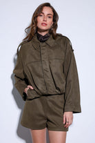 Antioch-Haki Süet Görünümlü Bomber Kadın Mont-Mont-3-Milagron.com