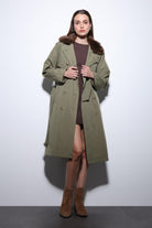Antioch-Haki Suni Kürklü Yaka Kadın Trençkot-Trençkot-3-Milagron.com