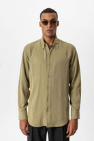 Antioch-Haki Teknik Tencel Kumaş Erkek Gömlek-Gömlek-1-Milagron.com