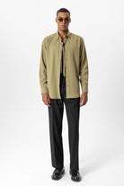 Antioch-Haki Teknik Tencel Kumaş Erkek Gömlek-Gömlek-2-Milagron.com
