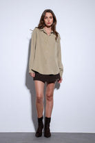 Antioch-Antioch Haki Tensel Kadın Gömlek-Gömlek-3-Milagron.com