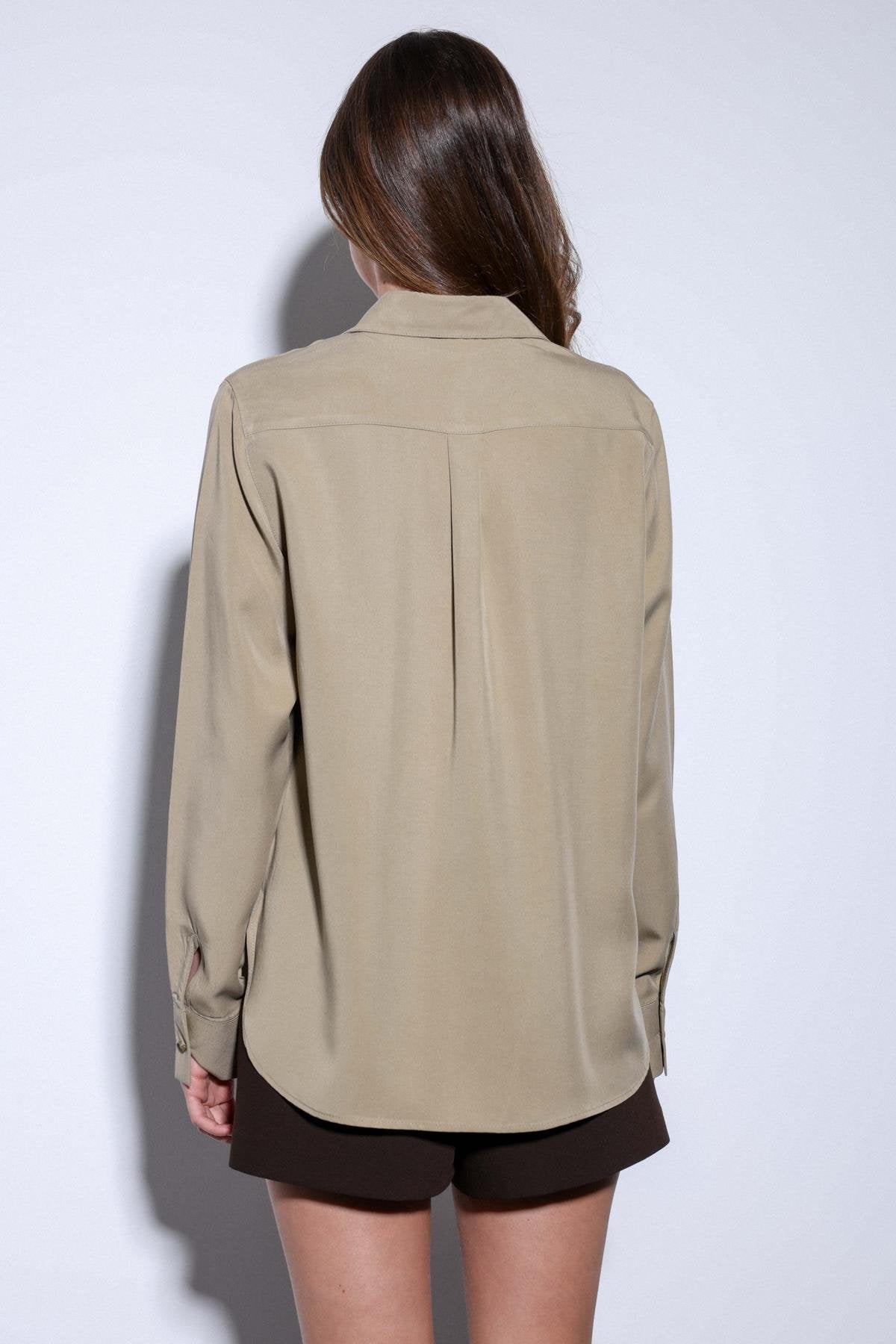 Antioch-Antioch Haki Tensel Kadın Gömlek-Gömlek-6-Milagron.com