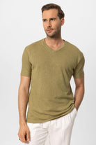Antioch-Haki V Yaka Basic Erkek T Shirt-T-Shirts-4-Milagron.com