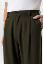 Antioch-Haki Yüksek Bel Baggy Erkek Pantolon-Kumaş Pantolon-3-Milagron.com