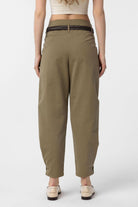 Antioch-Haki Yüksek Bel Paçası Düğmeli Fit Kadın Pantolon-Kumaş Pantolon-5-Milagron.com