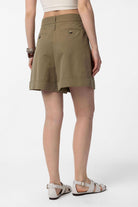 Antioch-Haki Yüksek Bel Pensli Kadın Bermuda Şort-Şort-4-Milagron.com