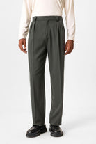 Antioch-Haki Yüksek Bel Pileli Relaxed Fit Baggy Erkek Pantolon-Pantolon-1-Milagron.com