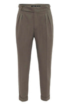 Antioch-Haki Yüksek Bel Yandan Tokalı Pileli Kumaş Pantolon-Kumaş Pantolon-6-Milagron.com