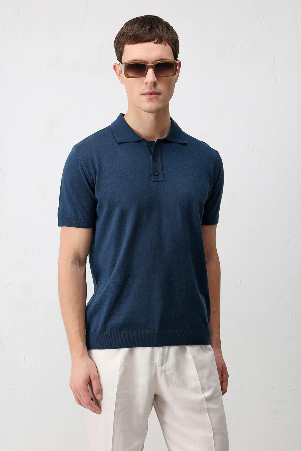 Antioch İNdigo Comfort Slim Polo Yaka Erkek Triko T-Shirt