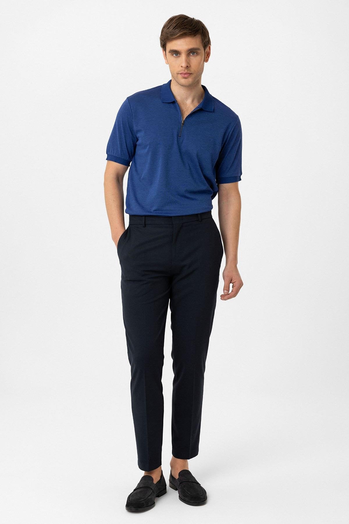 Antioch-İndigo Fermuarlı Regular Fit Erkek T Shirt-T-Shirts-3-Milagron.com