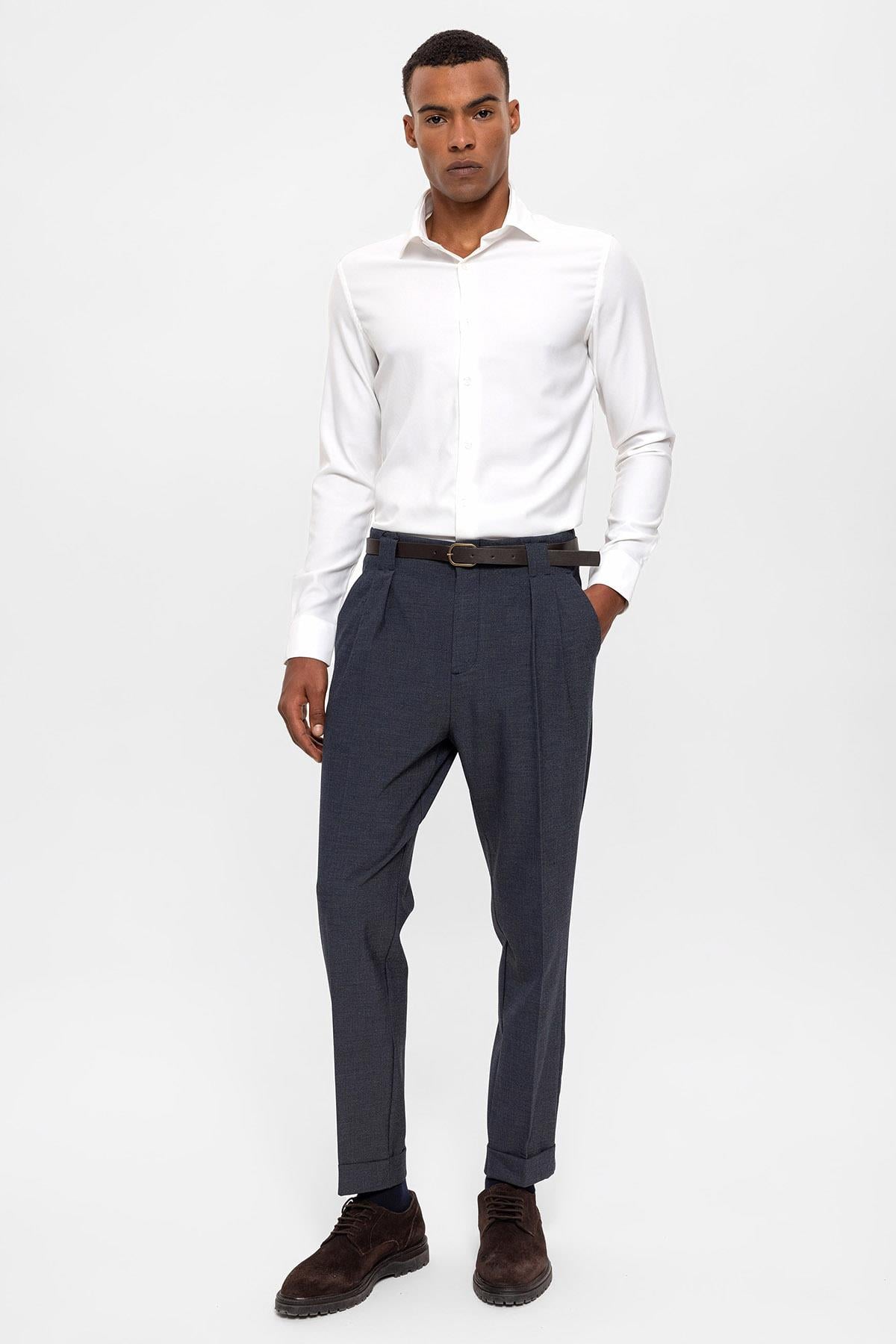 Antioch İndigo Kemerli Double Paça Pantolon