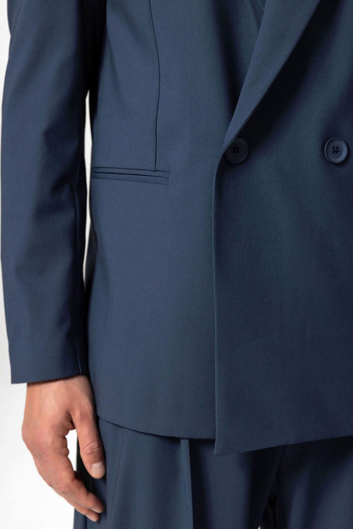 Antioch-İndigo Tek Düğme Kruvaze Erkek Blazer Ceket-Ceket-5-Milagron.com