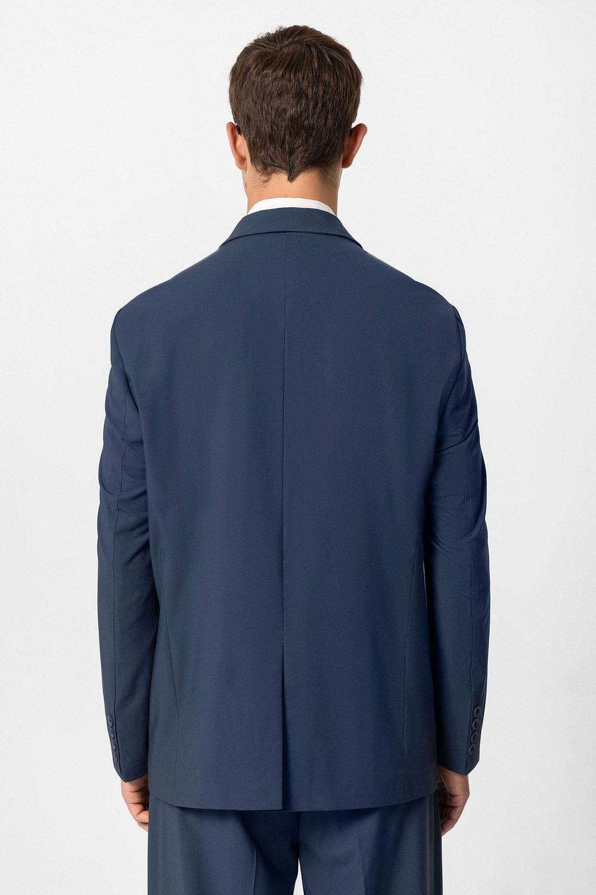 Antioch-İndigo Tek Düğme Kruvaze Erkek Blazer Ceket-Ceket-6-Milagron.com