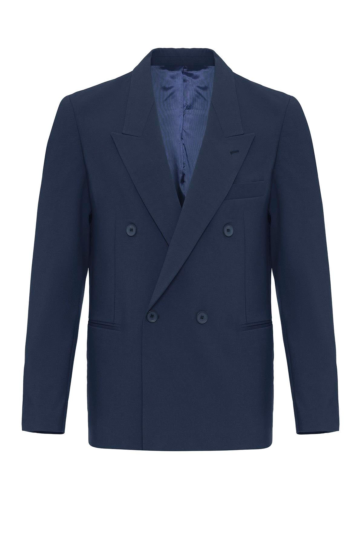 Antioch-İndigo Tek Düğme Kruvaze Erkek Blazer Ceket-Ceket-7-Milagron.com