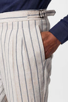 Antioch-İndigo Yüksek Bel Keten Karışımlı Erkek Pantolon-Pantolon-4-Milagron.com