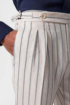 Antioch-İndigo Yüksek Bel Keten Karışımlı Erkek Pantolon-Pantolon-5-Milagron.com