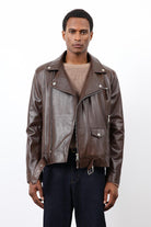 Antioch-Kahve 100% Deri Biker Ceket-Ceket-5-Milagron.com