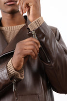 Antioch-Kahve 100% Deri Biker Ceket-Ceket-8-Milagron.com