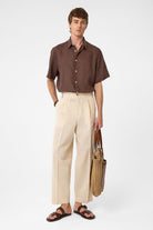 Antioch-Kahve 100% Keten Relaxed Erkek Gömlek-Gömlek-5-Milagron.com