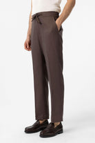 Antioch-Kahve 100% Keten Yüksek Bel Erkek Pantolon-Kumaş Pantolon-1-Milagron.com