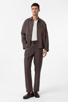 Antioch-Kahve 100% Keten Yüksek Bel Erkek Pantolon-Kumaş Pantolon-2-Milagron.com