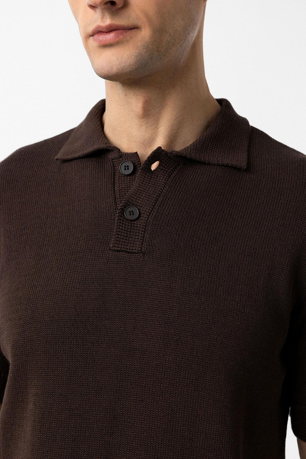 Antioch-Kahve 100% Pamuk Polo Yaka Triko T Shirt-T-Shirts-4-Milagron.com