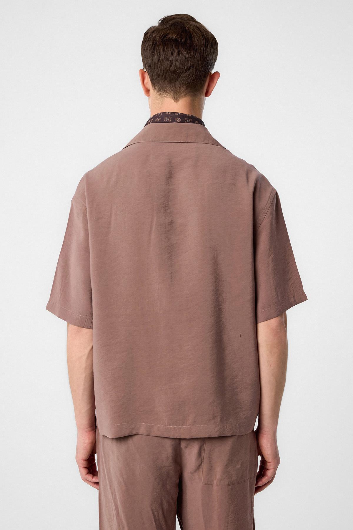 Antioch-Antioch Kahve Apaş Yaka Modal Kumaş Erkek Gömlek-Gömlek-4-Milagron.com